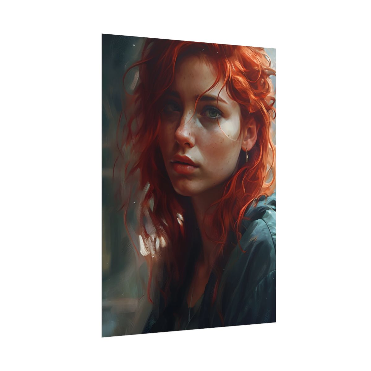 Astonishing Redhead Portrait: Realistic Artwork - Poster