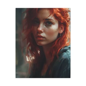 Freckled Redhead Woman Painting Canvas Print