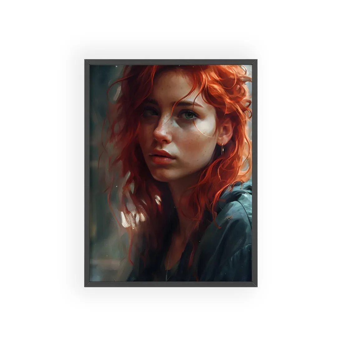 Astonishing Redhead Portrait: Realistic - Framed Poster