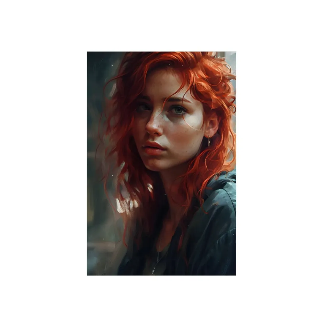 Astonishing Redhead Portrait: Realistic - Metal Poster