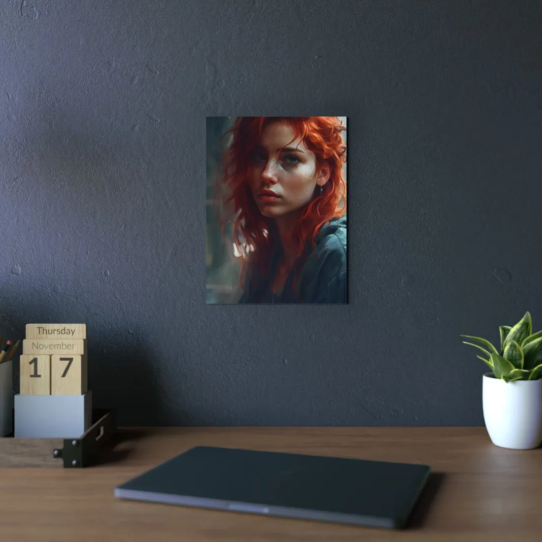 Astonishing Redhead Portrait: Realistic - Metal Poster
