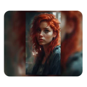 Freckled Redhead Woman Painting Mouse Pad