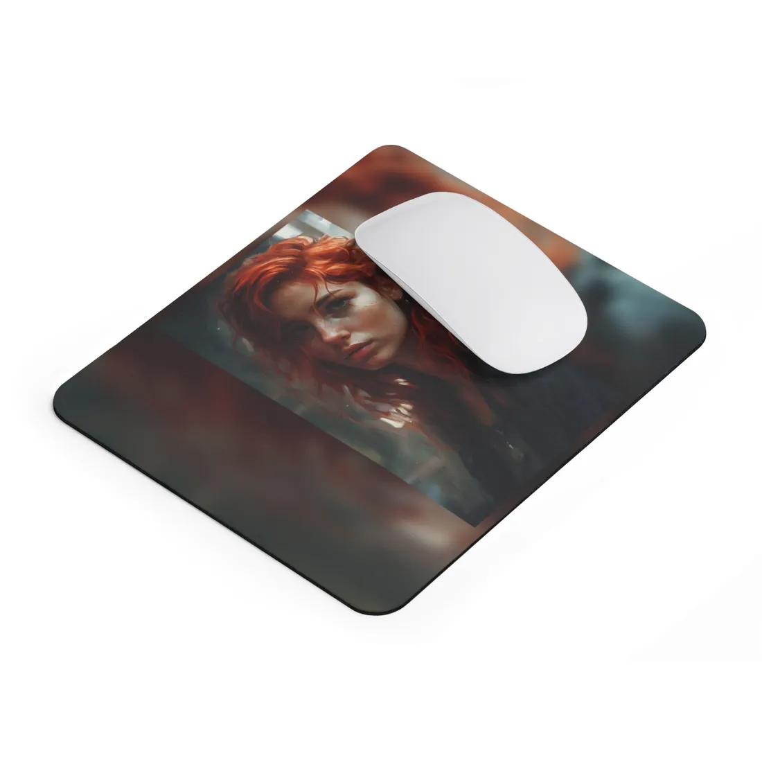 Astonishing Redhead Portrait: Realistic - Mouse Pad