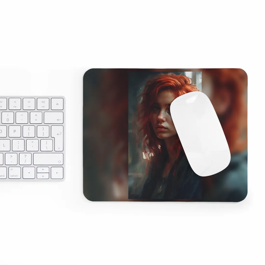 Astonishing Redhead Portrait: Realistic - Mouse Pad