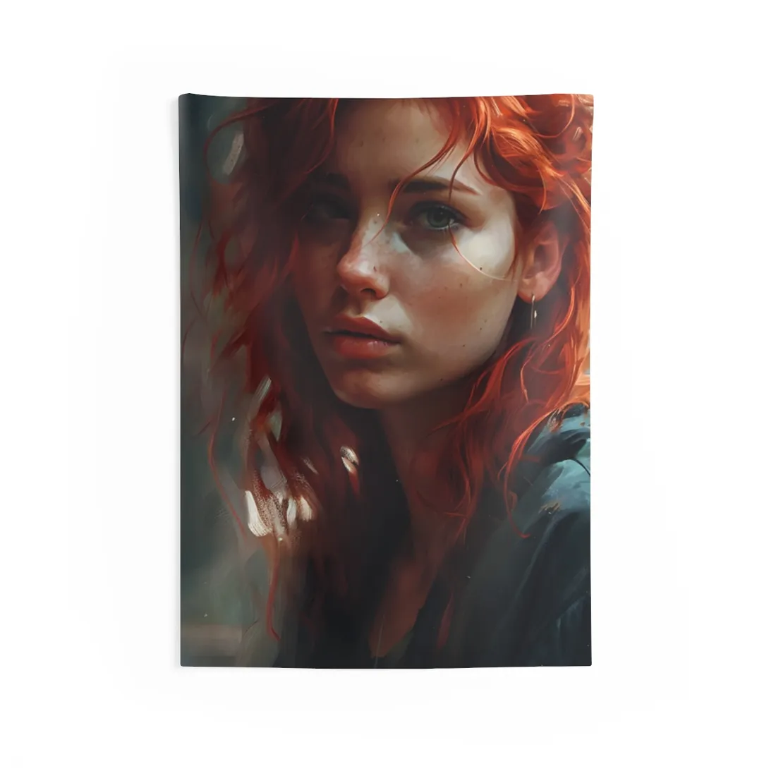 Astonishing Redhead Portrait: Realistic - Wall Tapestry