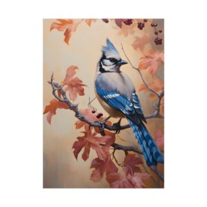 Blue Jay on Autumn Branch Poster