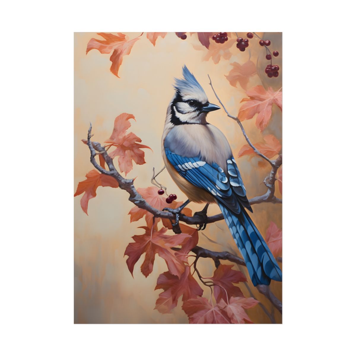 Autumn Oak Branch: Oil Painting Artwork - Poster