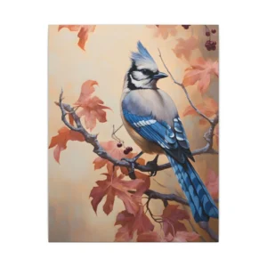 Blue Jay on Autumn Branch Canvas Print