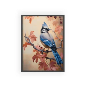 Blue Jay on Autumn Branch Framed Poster