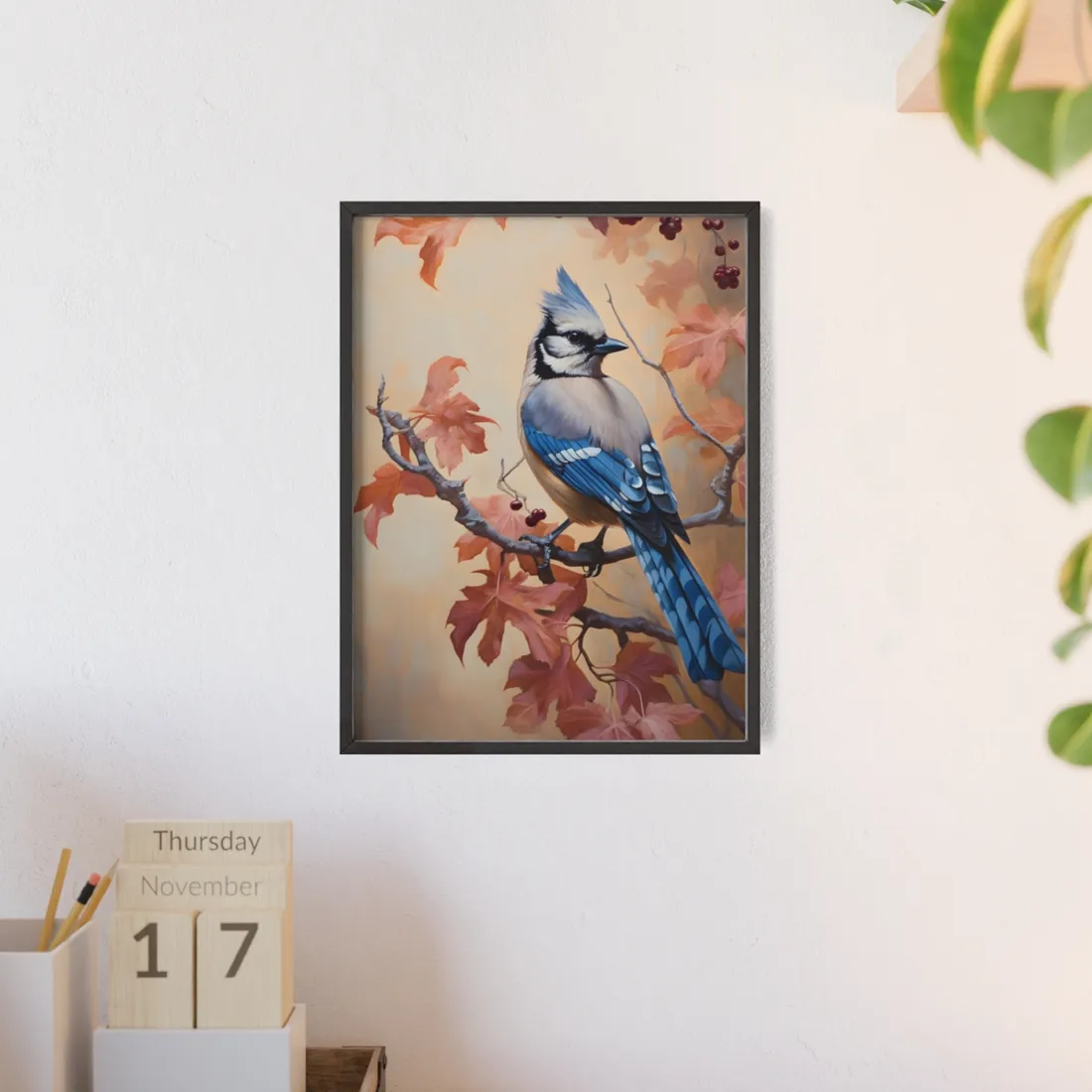 Autumn Oak Branch: Oil Painting - Framed Poster