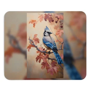 Blue Jay on Autumn Branch Mouse Pad