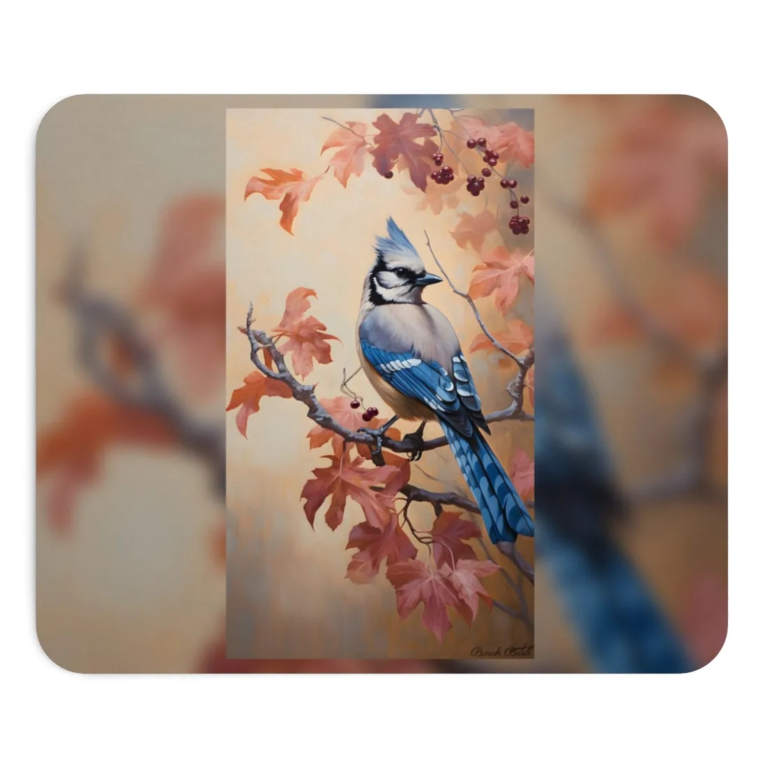 Autumn Oak Branch: Oil Painting - Mouse Pad