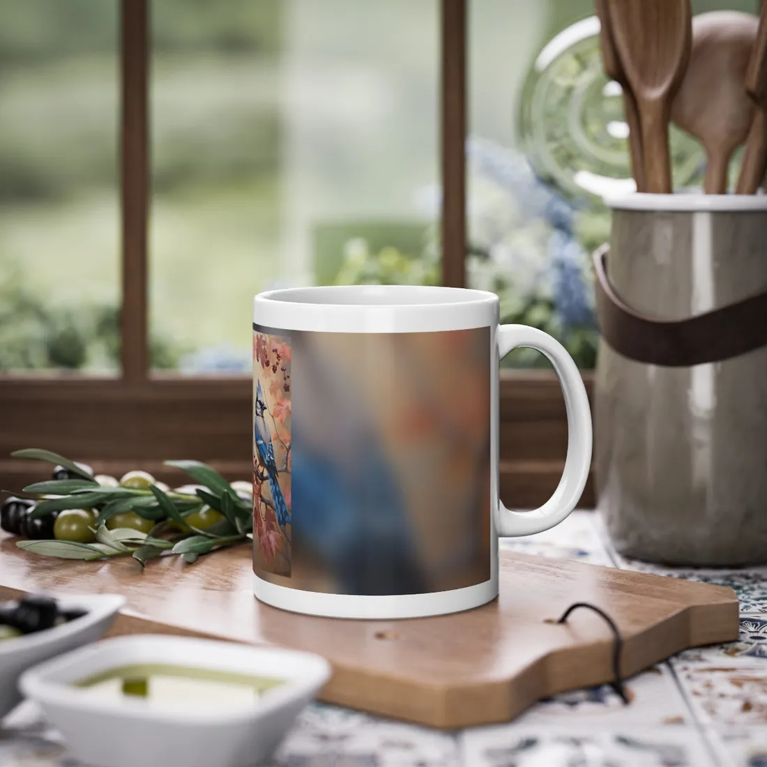 Autumn Oak Branch: Oil Painting - Mug