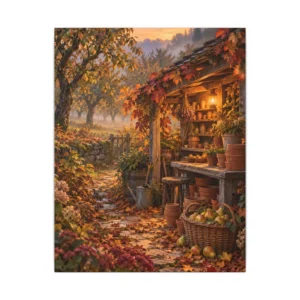 Autumn Garden Shed with Pears Canvas Print