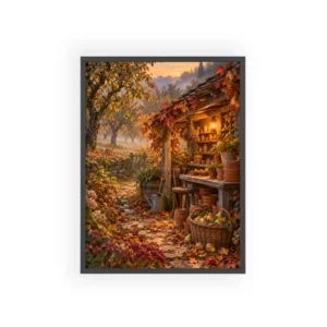 Autumn Garden Shed with Pears Framed Poster