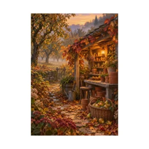 Autumn Garden Shed with Pears Poster