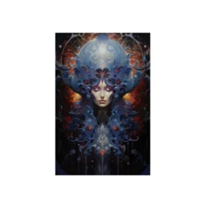 Ornate Blue Figure Portrait Metal Poster
