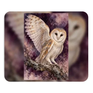 Barn Owl on Branch Mouse Pad