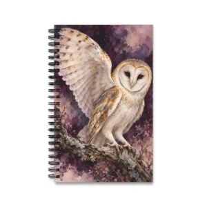 Barn Owl on Branch Spiral Notebook