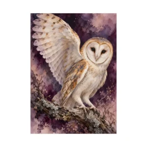 Barn Owl on Branch Poster
