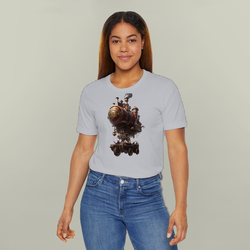 T-shirt with a steampunk airship print