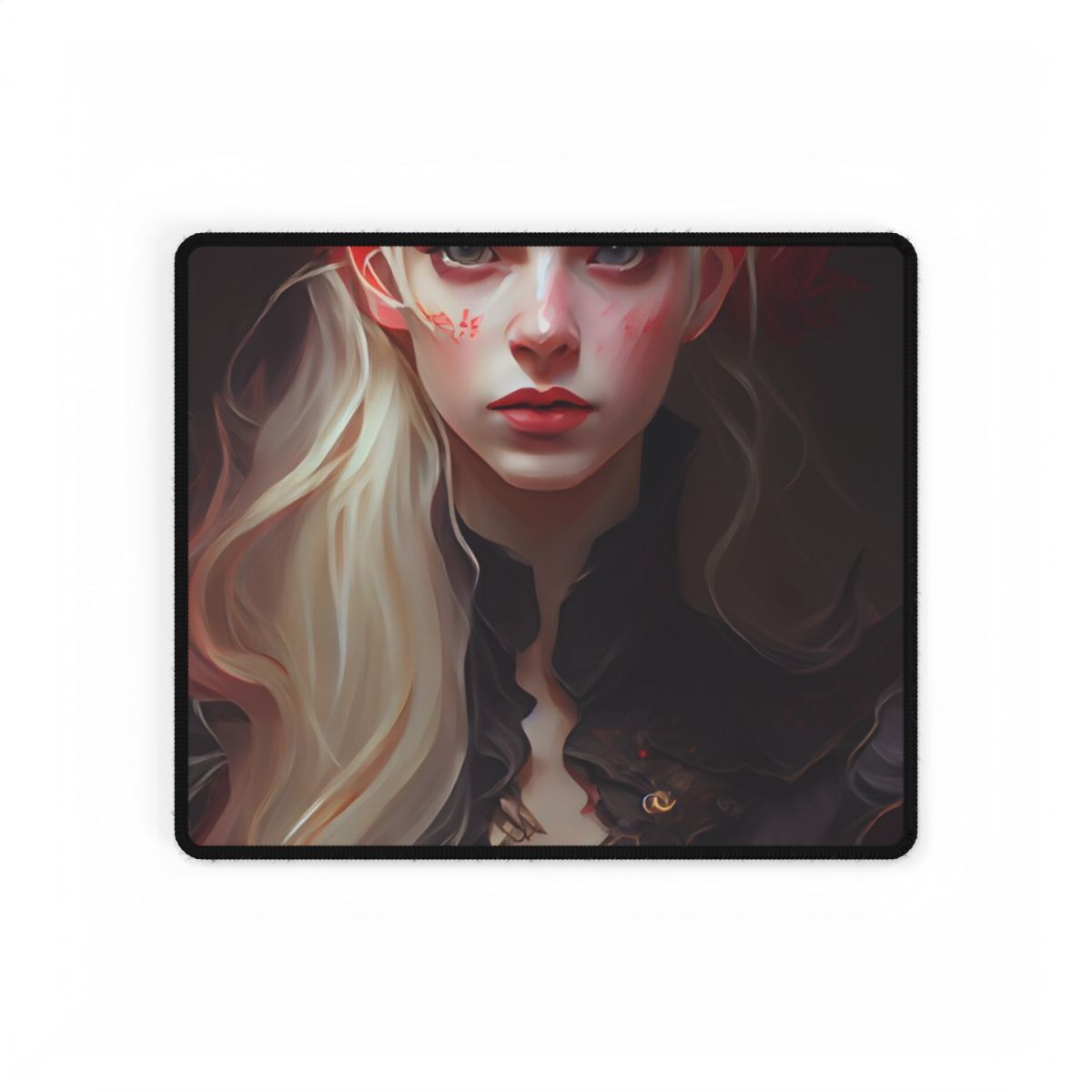 Beautiful Blonde Portrait: A Stunning Female in Black Top - Desk Mat