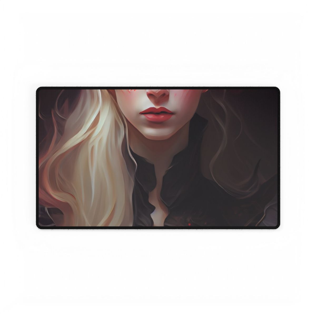 Beautiful Blonde Portrait: A Stunning Female in Black Top - Desk Mat