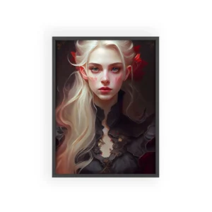 Pale Woman with Red Flowers Framed Poster