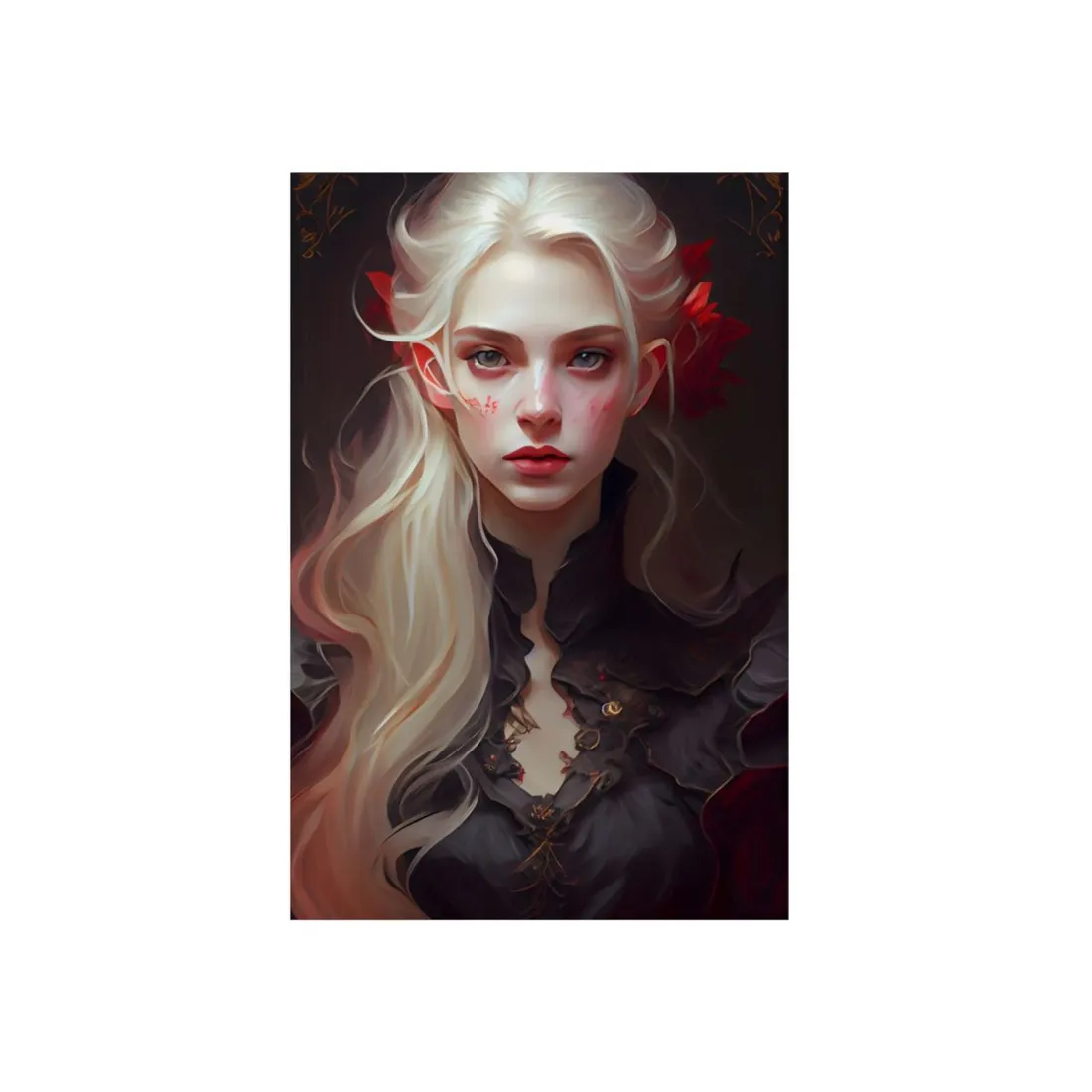 Beautiful Blonde Portrait: A Stunning Female in Black Top - Metal Poster