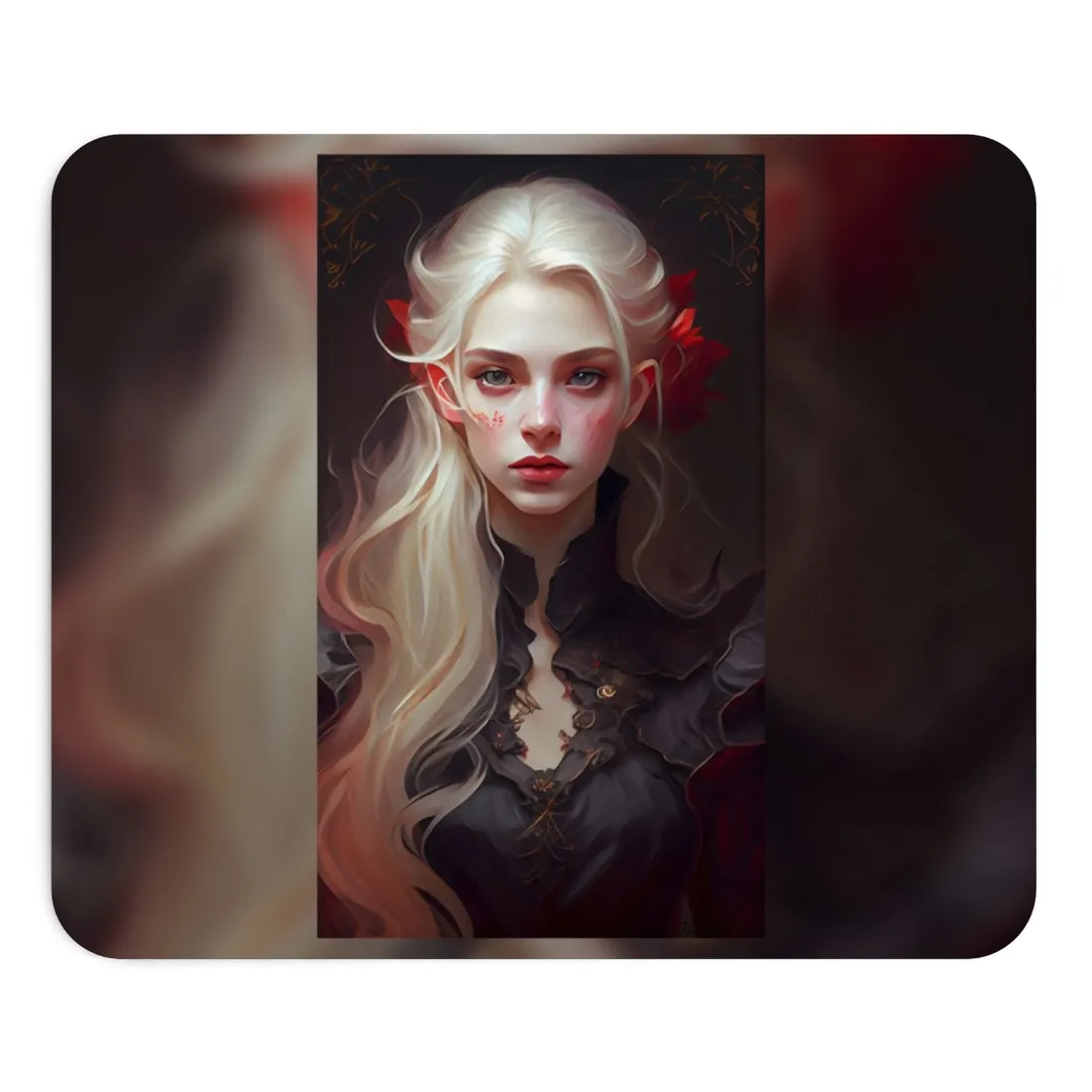 Beautiful Blonde Portrait: A Stunning Female in Black Top - Mouse Pad