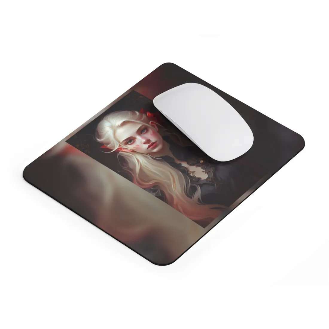 Beautiful Blonde Portrait: A Stunning Female in Black Top - Mouse Pad