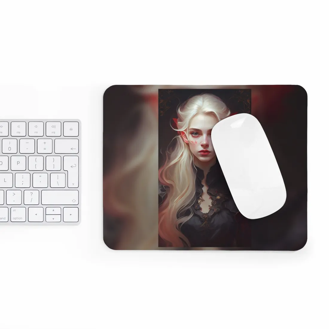 Beautiful Blonde Portrait: A Stunning Female in Black Top - Mouse Pad