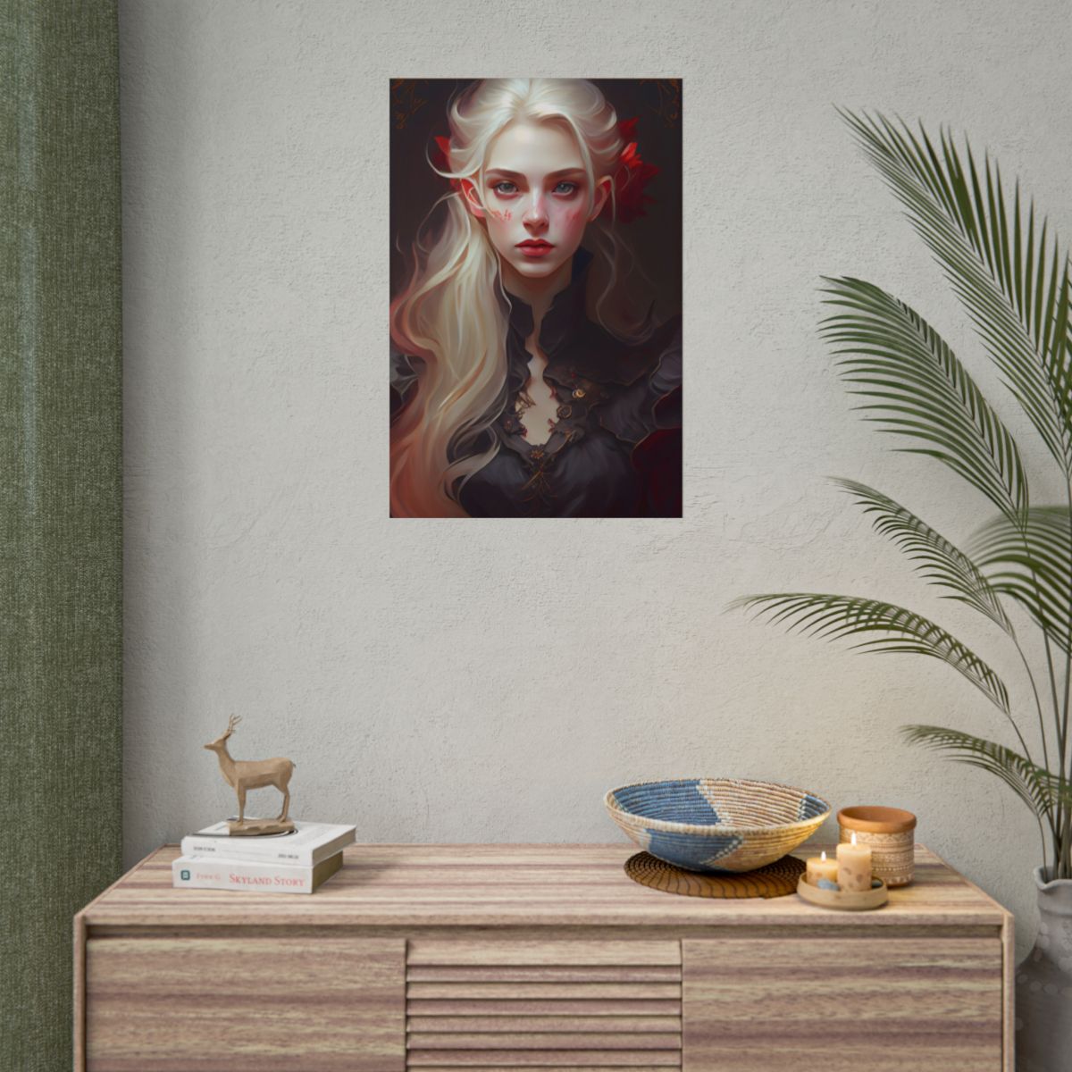 Beautiful Blonde Portrait: A Stunning Female in Black Top - Poster