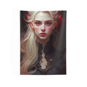 Pale Woman with Red Flowers Wall Tapestry