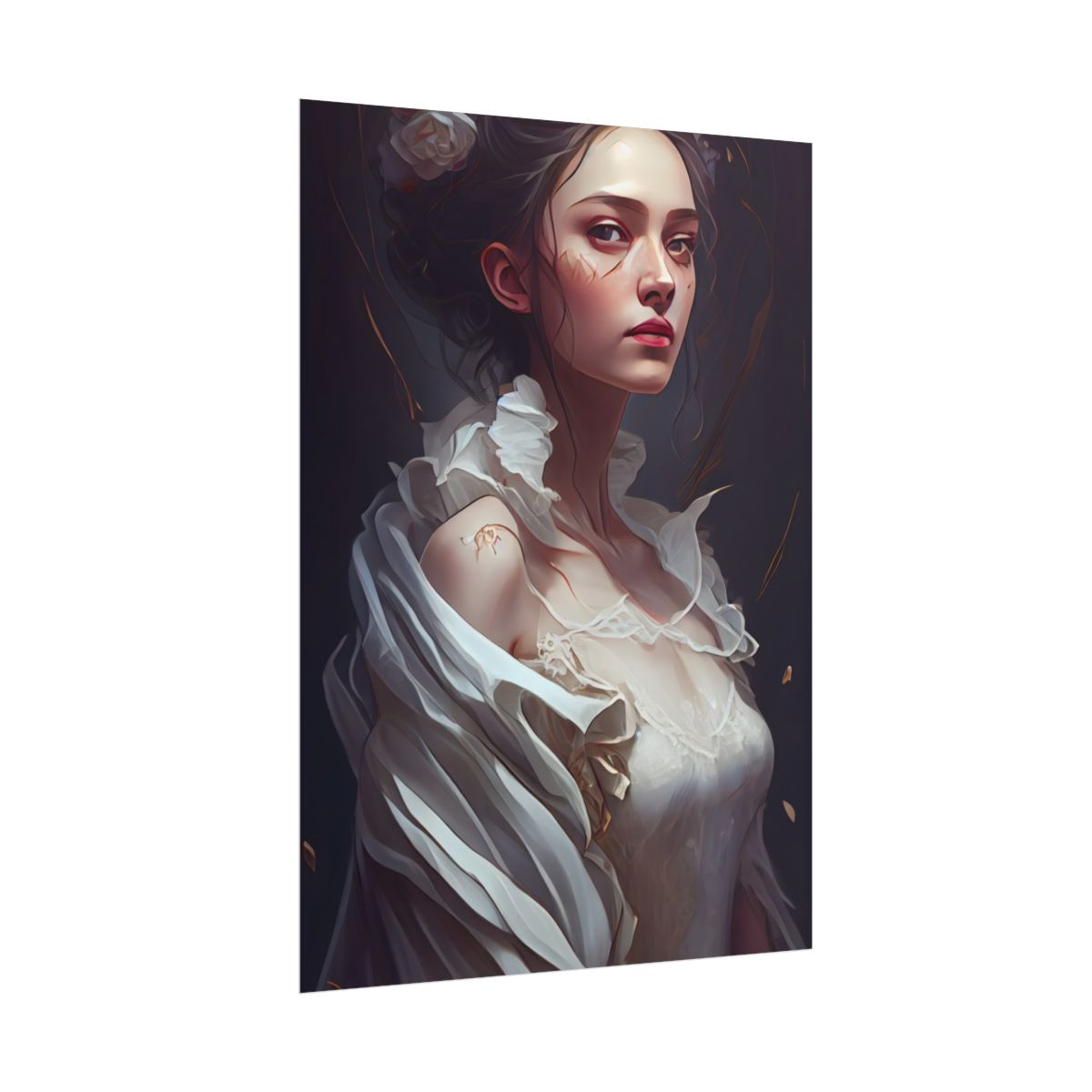 Beautiful Brown Hair Portrait: Woman in a We Artwork - Poster