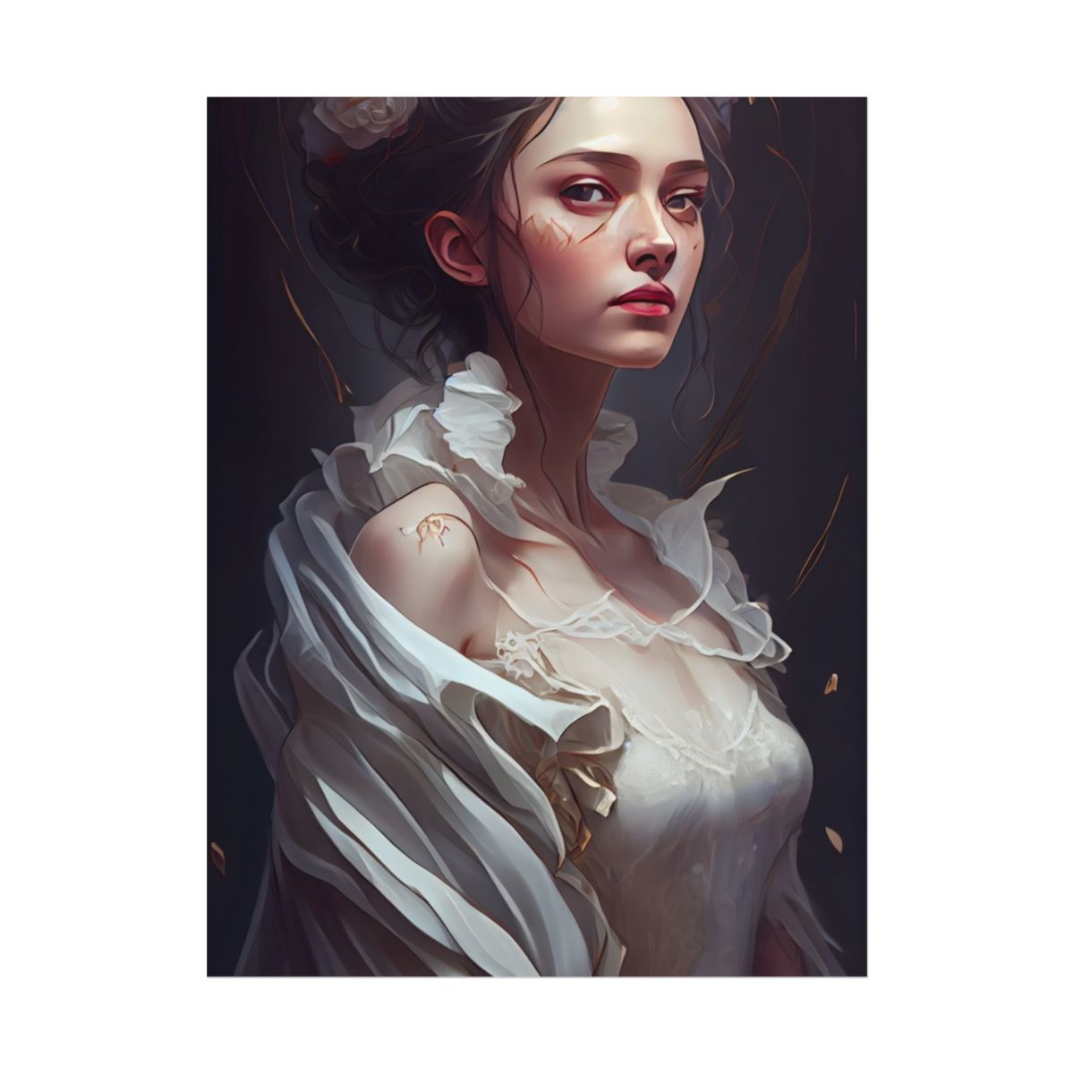 Beautiful Brown Hair Portrait: Woman in a We Artwork - Poster