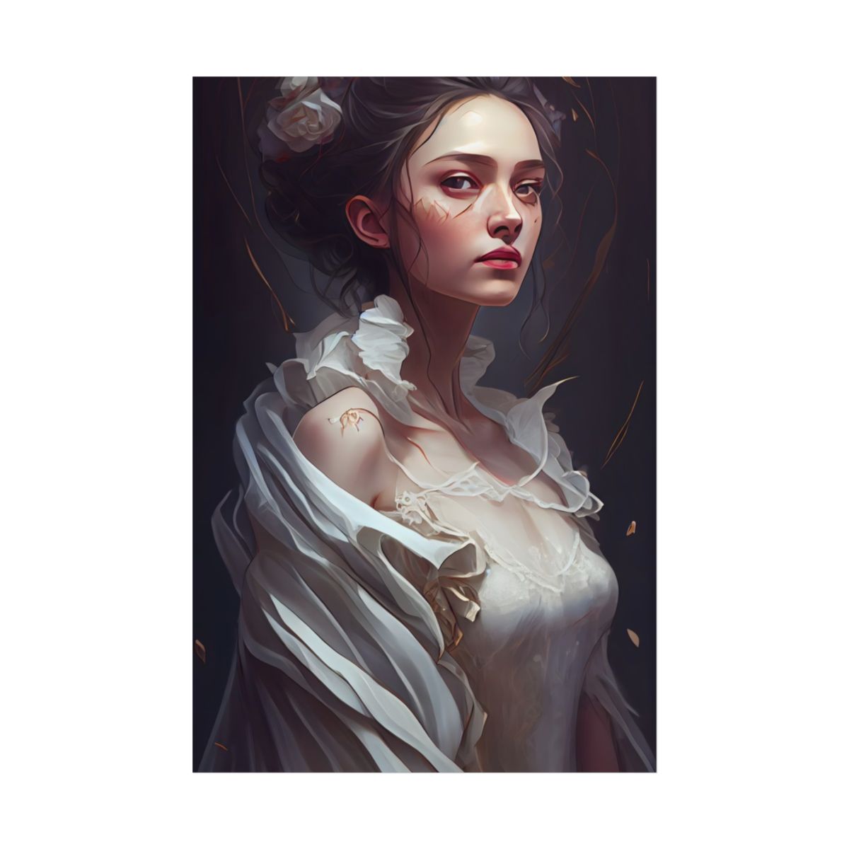Beautiful Brown Hair Portrait: Woman in a We Artwork - Poster
