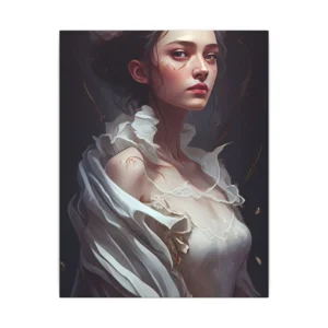 Woman with White Roses Canvas Print