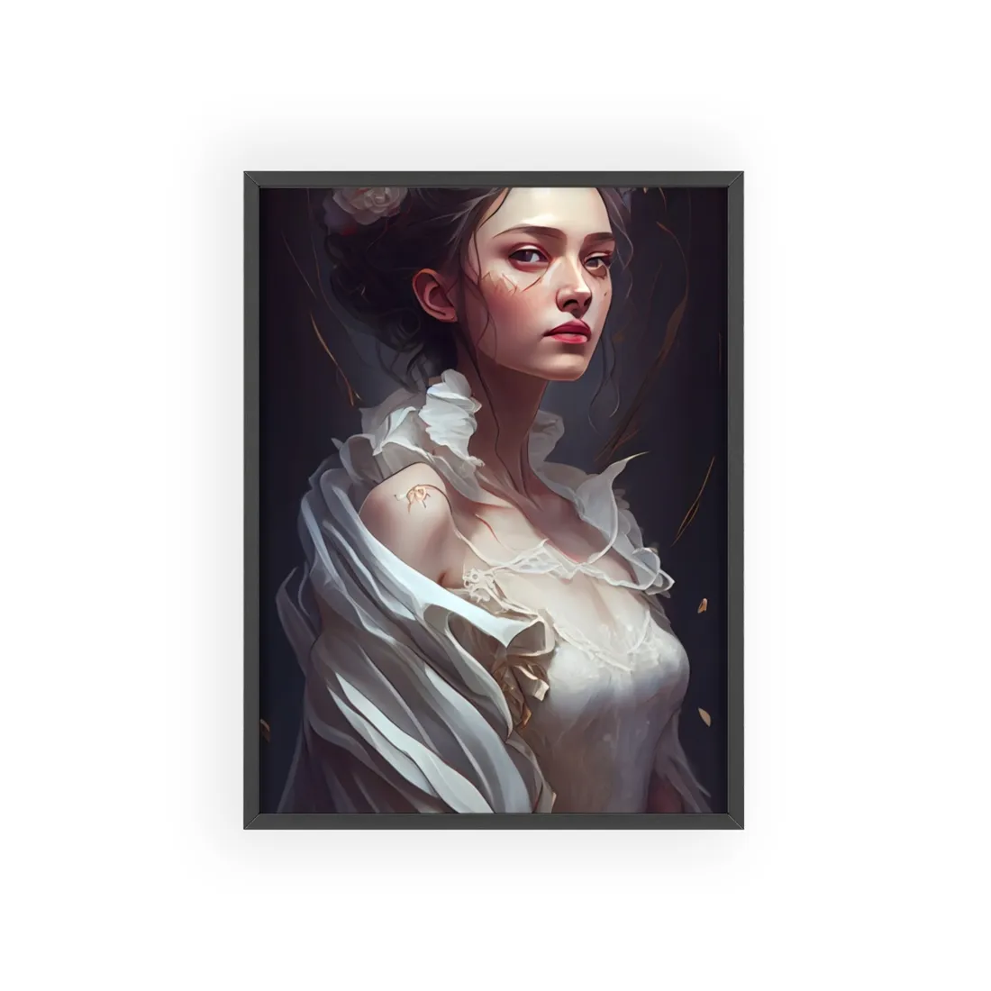 Beautiful Brown Hair Portrait: Woman in a We - Framed Poster