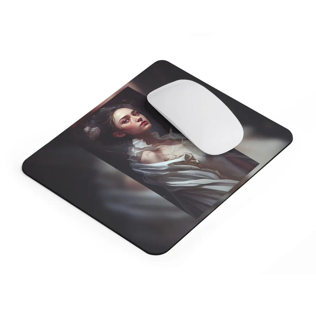 Beautiful Brown Hair Portrait: Woman in a We - Mouse Pad