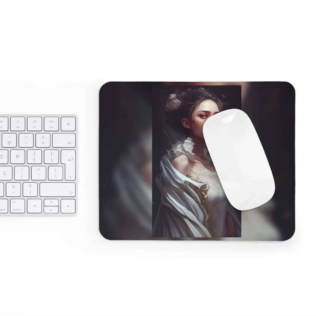 Beautiful Brown Hair Portrait: Woman in a We - Mouse Pad