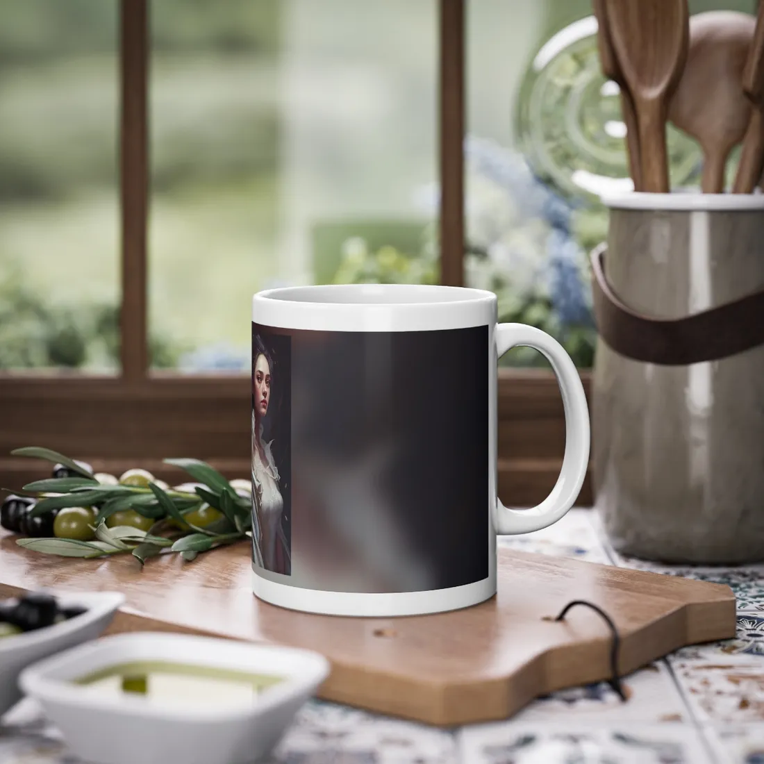 Beautiful Brown Hair Portrait: Woman in a We - Mug