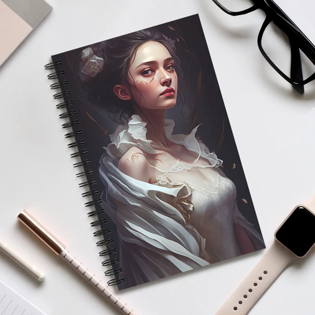 Beautiful Brown Hair Portrait: Woman in a We - Spiral Notebook