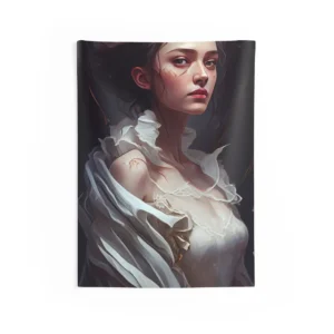 Woman with White Roses Wall Tapestry