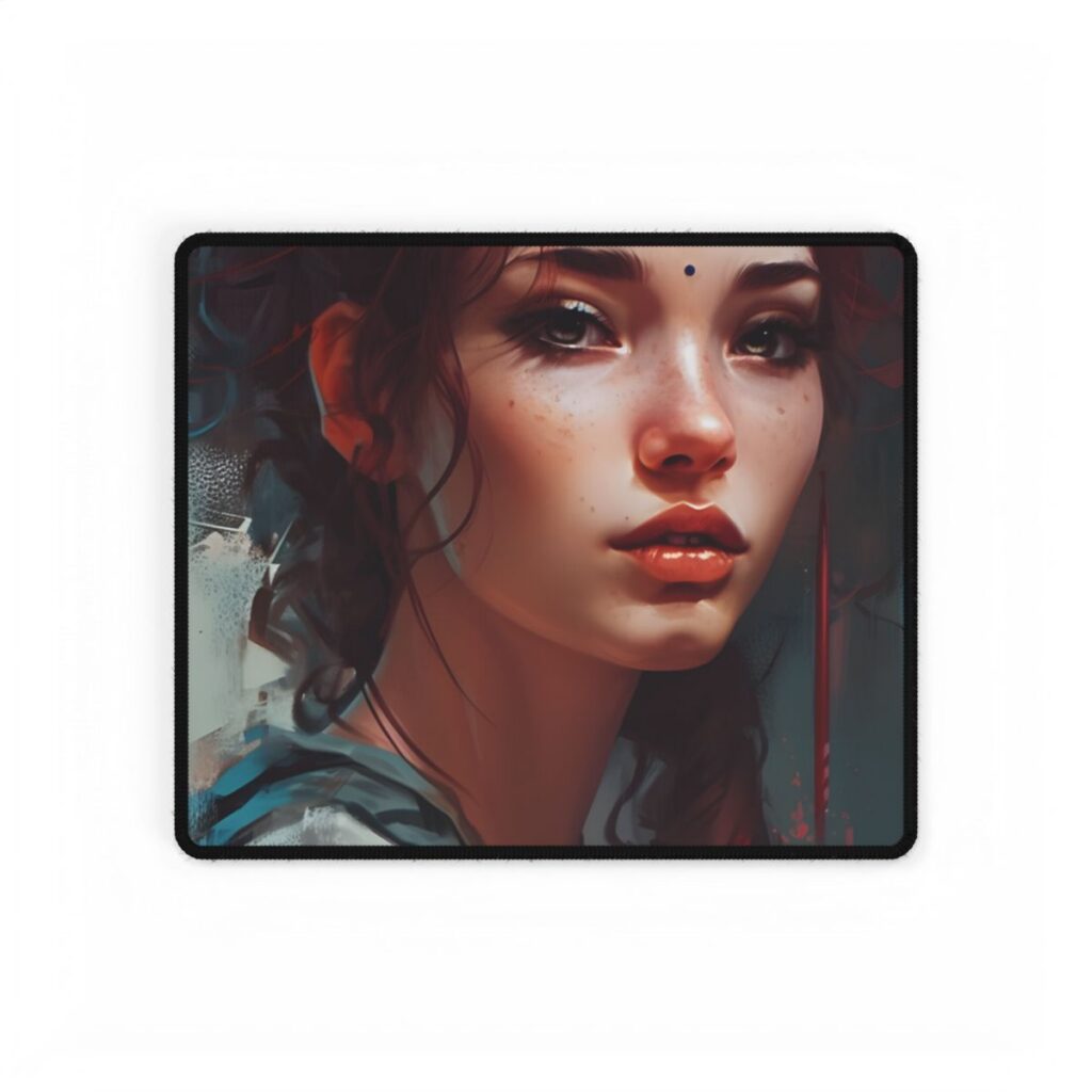 Beautiful Brunette Portrait: Makeup Art - Desk Mat