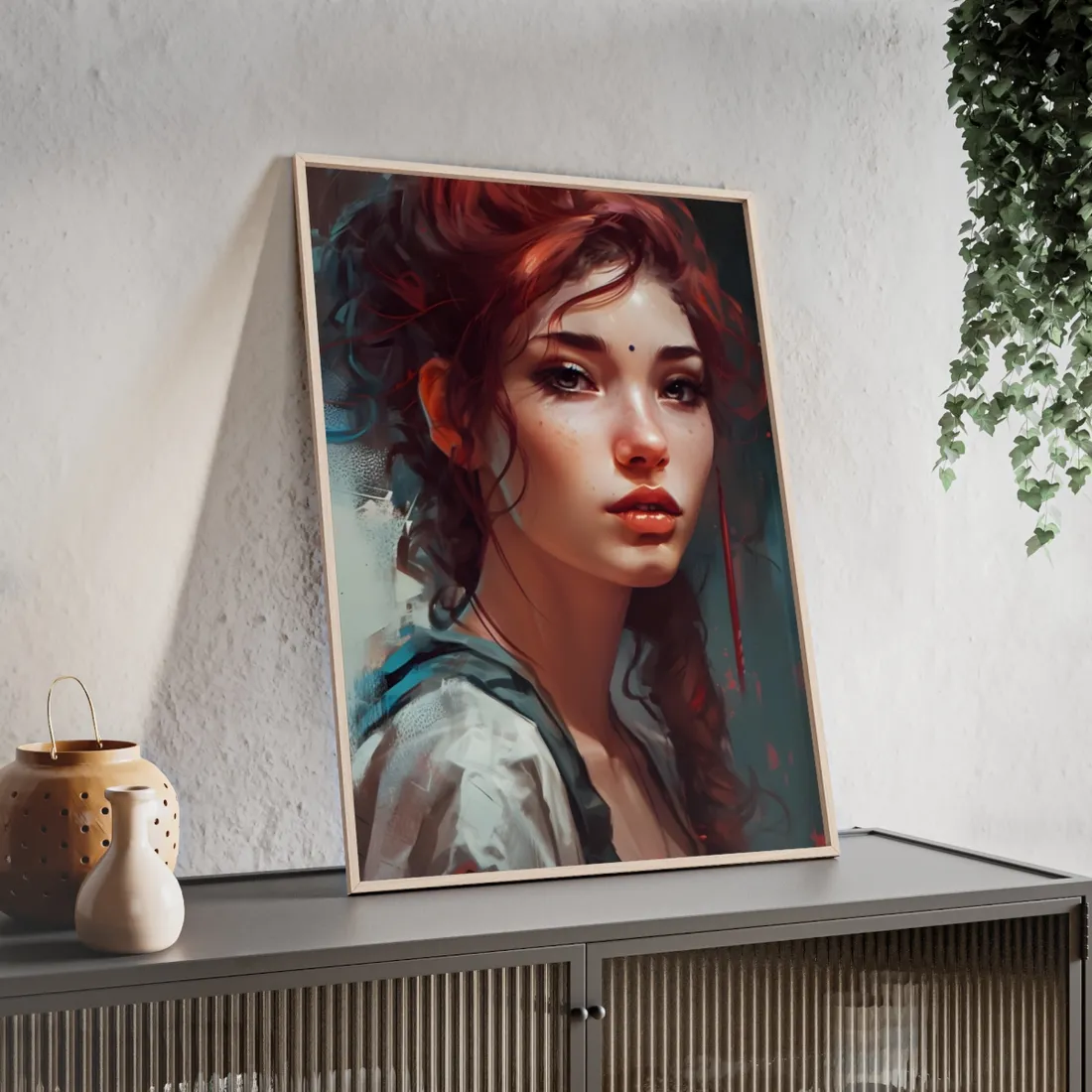 Beautiful Brunette Portrait: Makeup Art - Framed Poster