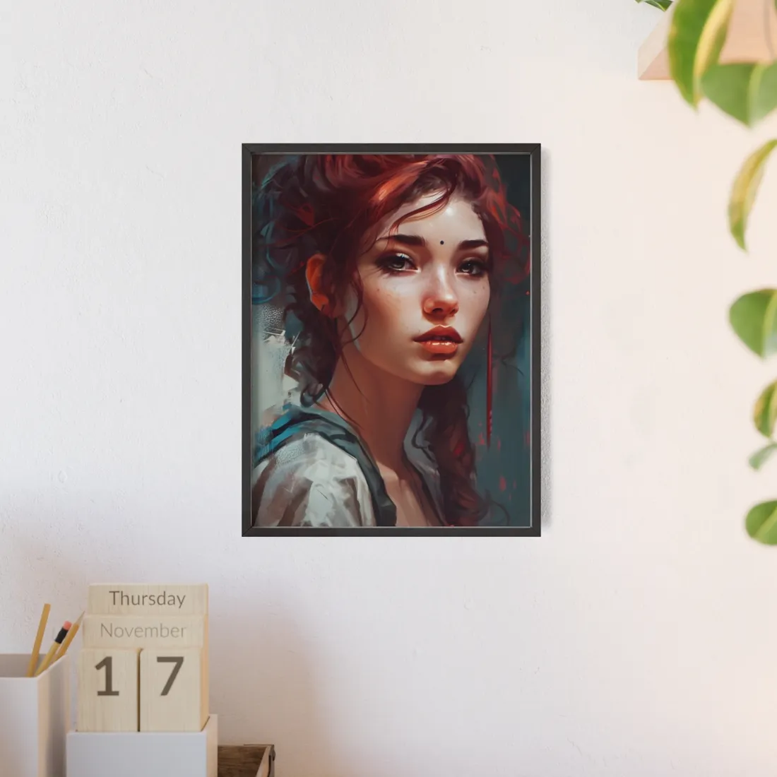 Beautiful Brunette Portrait: Makeup Art - Framed Poster
