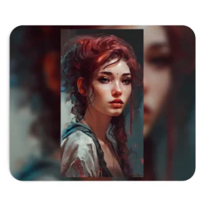 Woman Portrait with Auburn Hair Mouse Pad