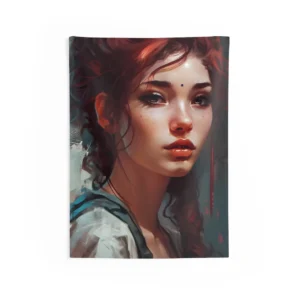 Woman Portrait with Auburn Hair Wall Tapestry