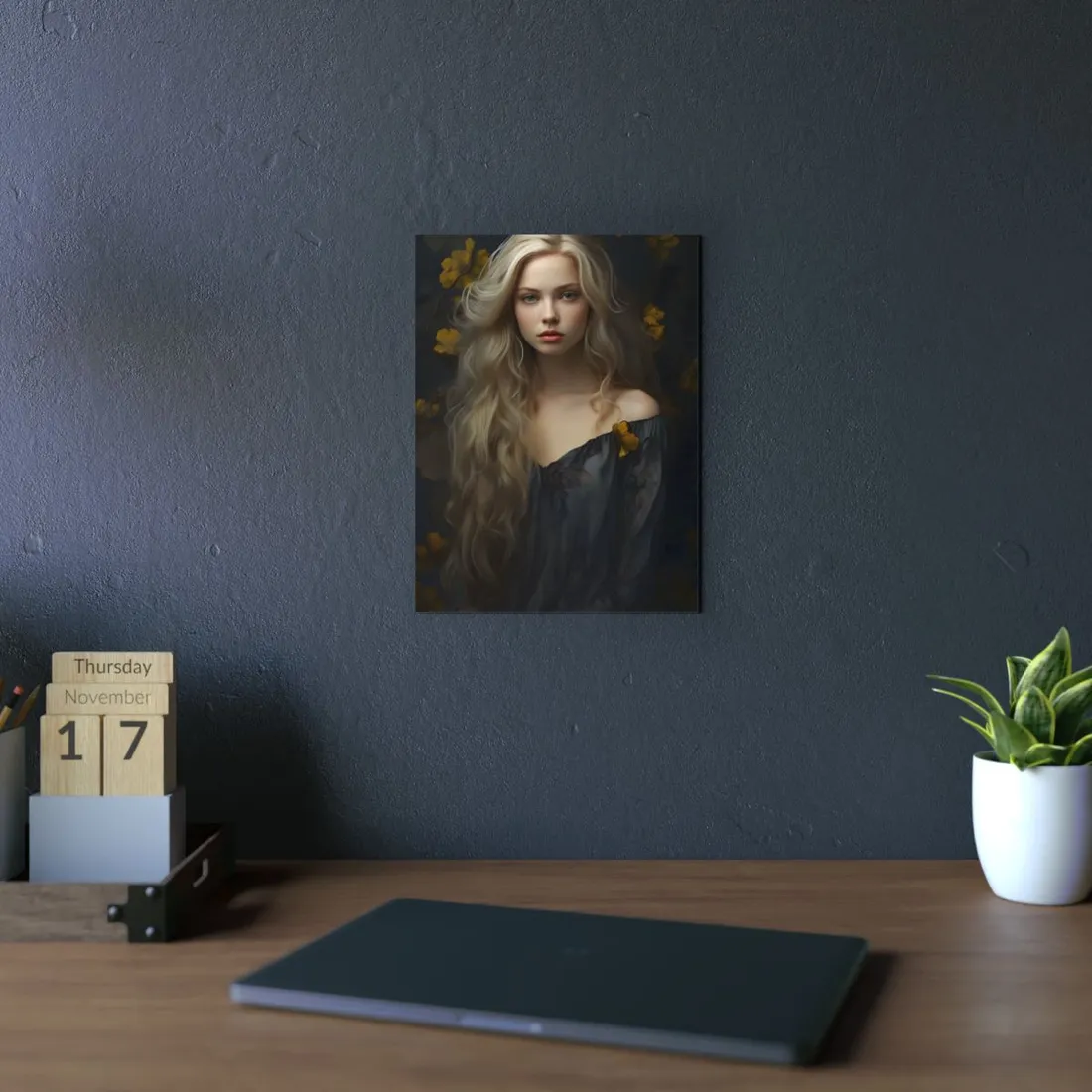 Beautiful Candid Photo of Modern Blonde Woman - Metal Poster